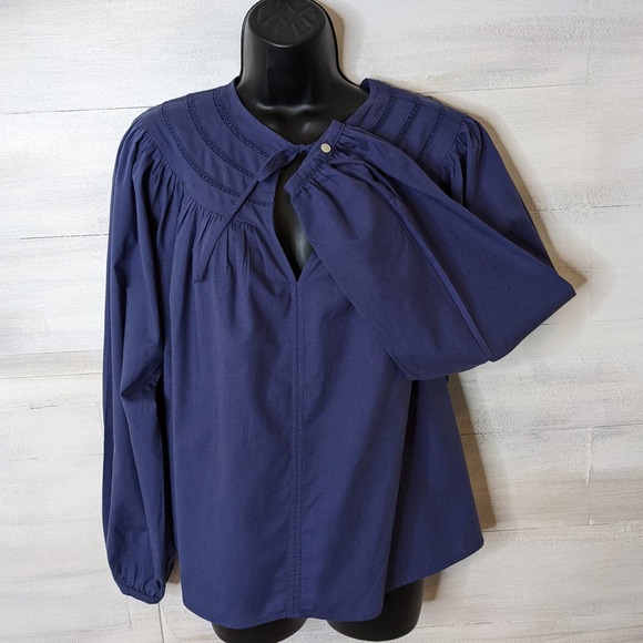 Universal Thread Blue Swiss Dot Flowy Boho Hippie Cropped Top Size S NWT - Picture 3 of 4